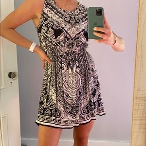 Black, White and Navy paisley dress